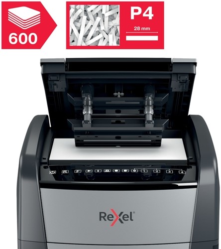 Papiervernietiger Rexel Optimum Auto+ 600X P4 snippers 4x30mm-2