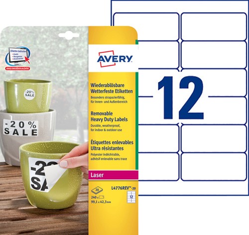 Etiket Avery L4776REV-20 99.1x42.3mm wit 240 stuks-2