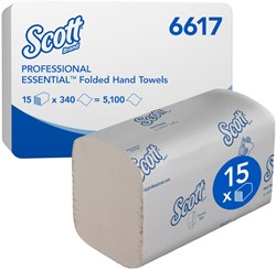 Handdoek Scott Essential i-vouw 1-laags 200x212mm 15x340 vel wit 6617