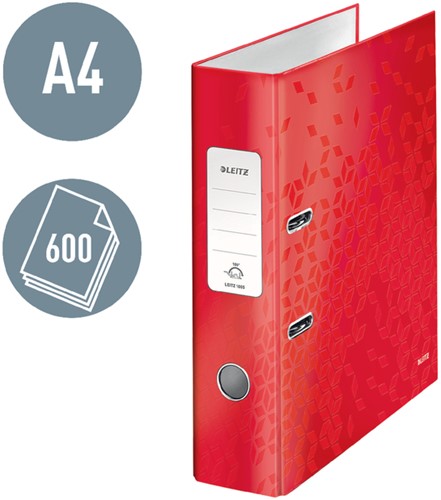 Ordner Leitz WOW 180 gelamineerd 80mm A4 rood-2
