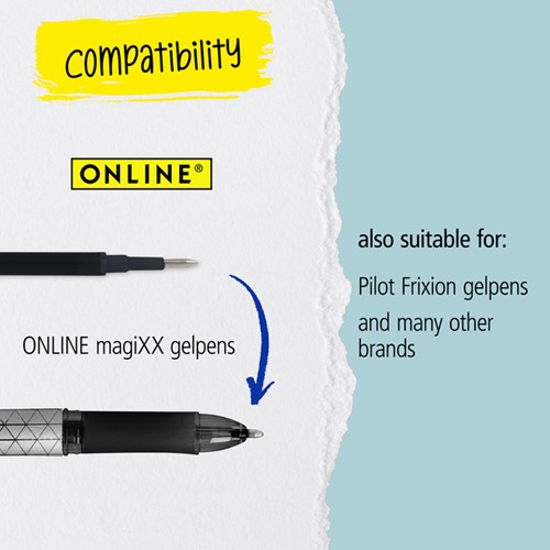 Gelschrijvervulling Online Magixx medium rood blister à 3 stuks-3