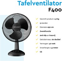 Tafelventilator BRASQ F400 Ø 30cm zwart-5