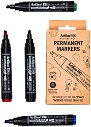 Permanent marker Artline 190  Dry Safe Eco schuin 2-5mm assorti 4st