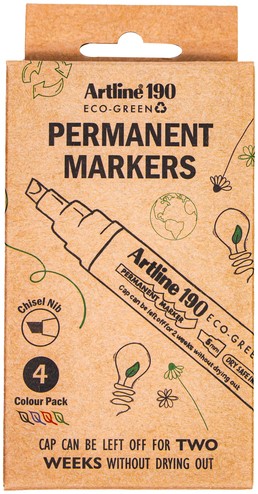 Permanent marker Artline 190  Dry Safe Eco schuin 2-5mm assorti 4st-2