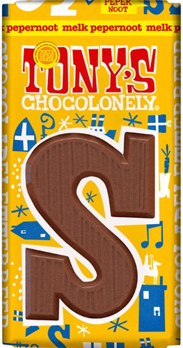 Chocoladeletter Tony's Chocolonely S melk pepernoot 90 gram