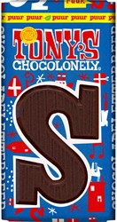 Chocoladeletter Tony's Chocolonely S puur 90 gram