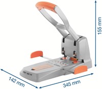 Perforator Rapid Supreme HDC150/2 heavy duty 2-gaats 150 vel zilver/oranje-3