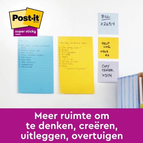 Memoblok Post-it 4690 Super Sticky 101x152mm lijn Bangkok 3 stuks-1