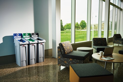 Paneel Rubbermaid Slim Jim Recyclestation voor label grijs-2
