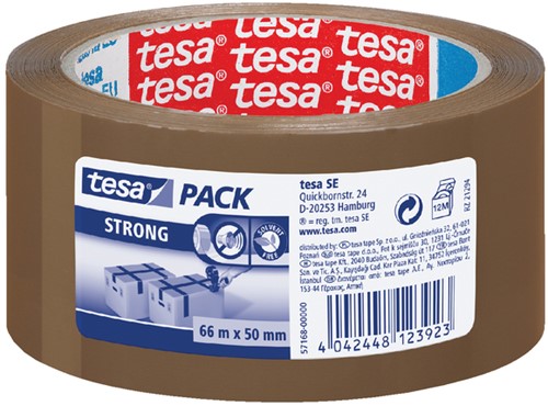 Verpakkingstape Tesa 50mmx66m bruin PP