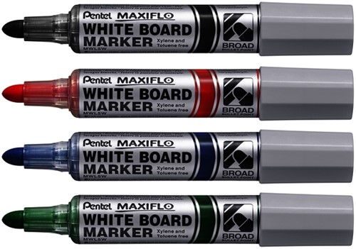Whiteboardmarker Pentel MWL5M Maxiflo rond 3mm zwart-2